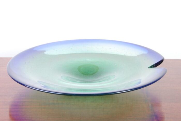 large czechoslovakian glass bowl in green and blue by rudolf beranek for skrdlovice 1960s 9