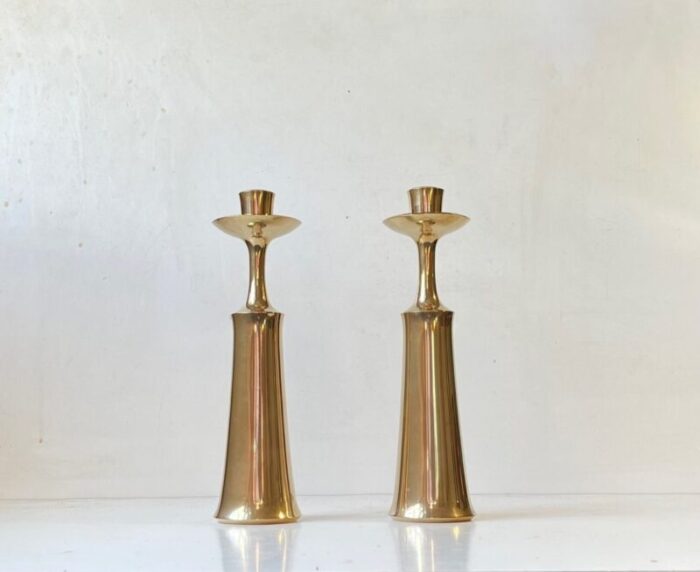 large danish brass candlesticks by jens harald quistgaard for ihq 1960s set of 2 1