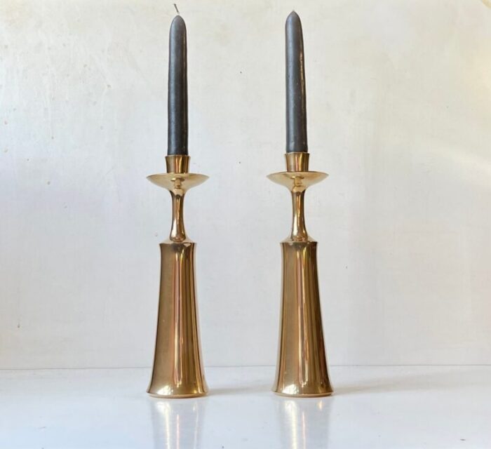 large danish brass candlesticks by jens harald quistgaard for ihq 1960s set of 2 2