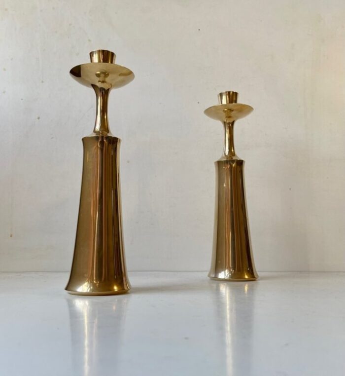 large danish brass candlesticks by jens harald quistgaard for ihq 1960s set of 2 6