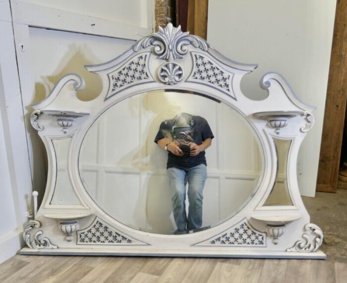 large edwardian painted overmantel mirror 1890s 1204