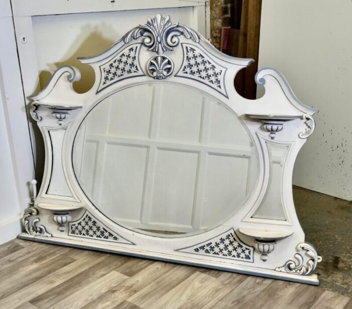 large edwardian painted overmantel mirror 1890s 9682