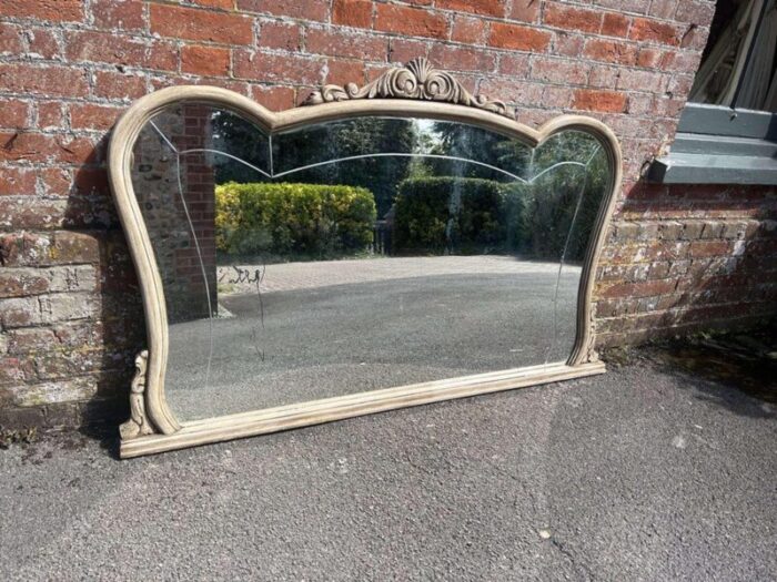 large french 19th century painted shaped top mirror 1185