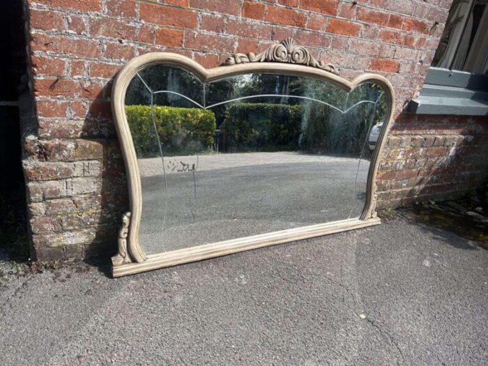 large french 19th century painted shaped top mirror 3937