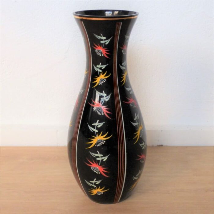 large hand painted glass vase from ilmenau 1950s 1