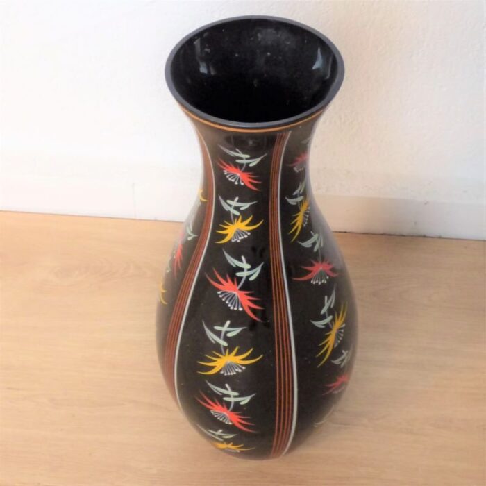 large hand painted glass vase from ilmenau 1950s 2