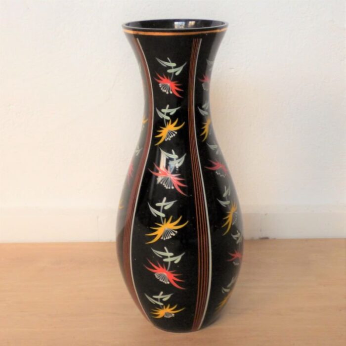 large hand painted glass vase from ilmenau 1950s 3