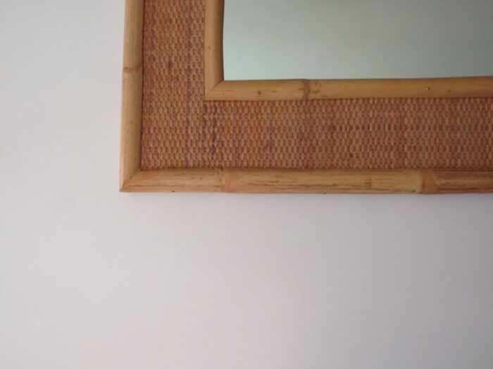 large mid century italian bamboo and cane wall mirror from vera dal 1960s 6