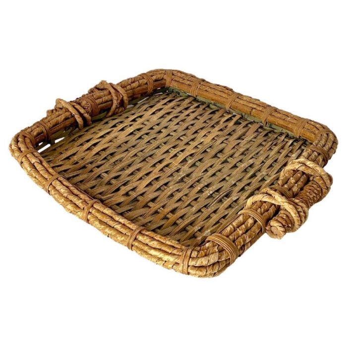 large rattan tray france 1970s 1