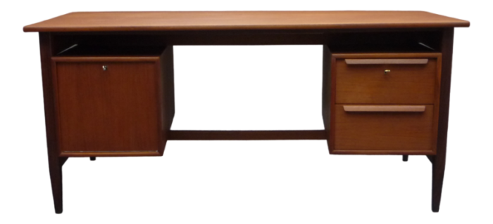 large vintage executive desk in teak 1960s 3499