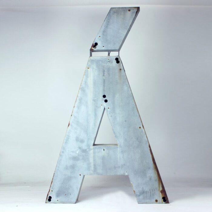 large vintage industial czechoslovakian letter a in zinc 1950s 1