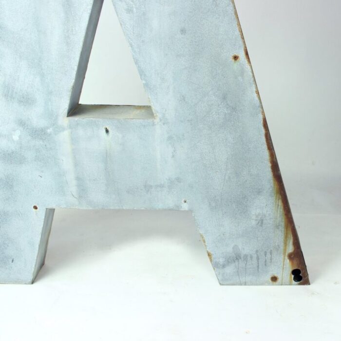 large vintage industial czechoslovakian letter a in zinc 1950s 3