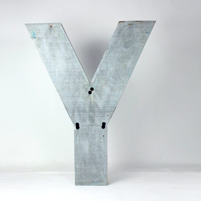 large vintage industial czechoslovakian letter y in zinc 1950s 1