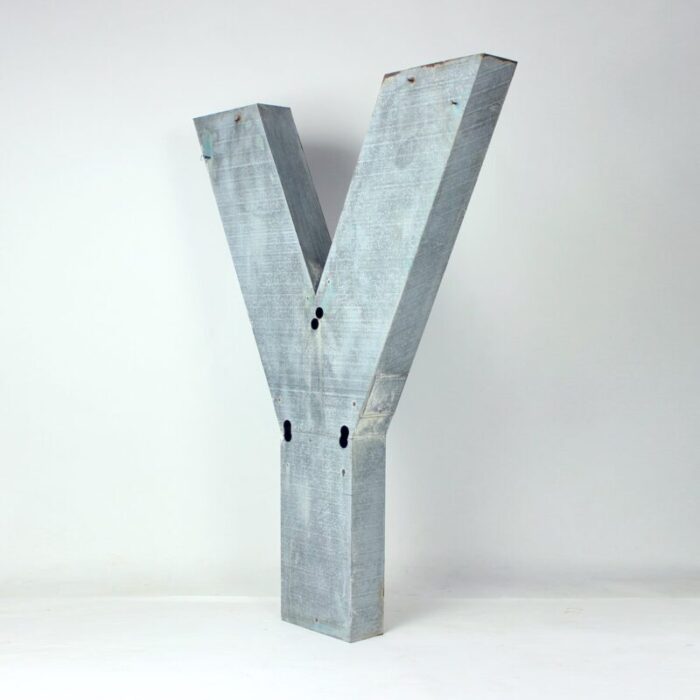 large vintage industial czechoslovakian letter y in zinc 1950s 10