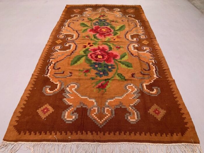 large vintage moldovan wool square kilim rug 1 4