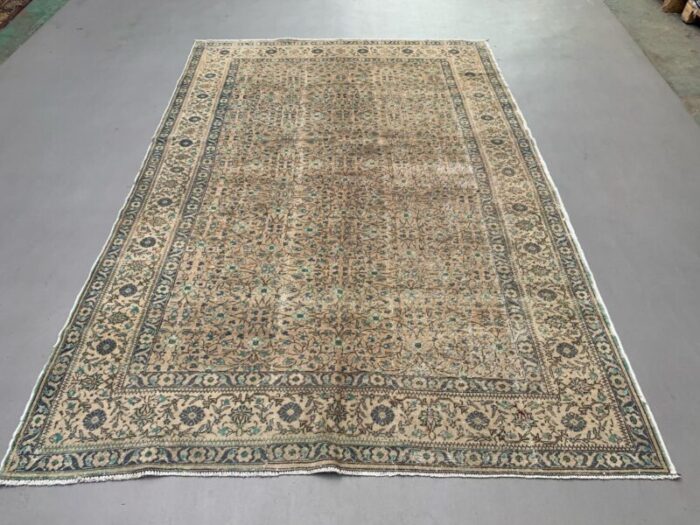 large vintage turkish tribal wool rug 1