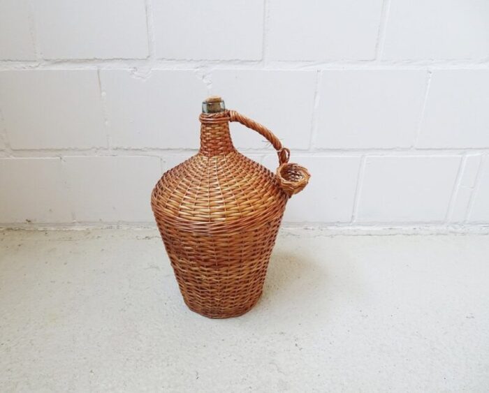 large vintage wicker basket glass balloon 1960s 2