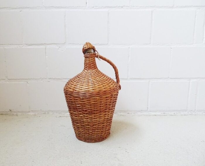 large vintage wicker basket glass balloon 1960s 3