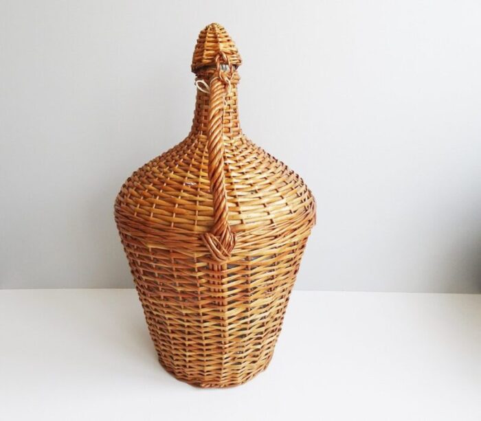 large vintage wicker basket glass balloon 1960s 4