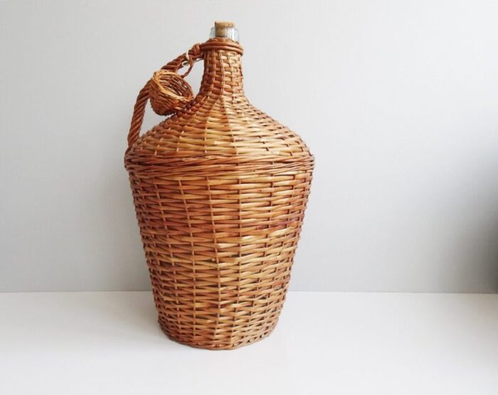 large vintage wicker basket glass balloon 1960s 6