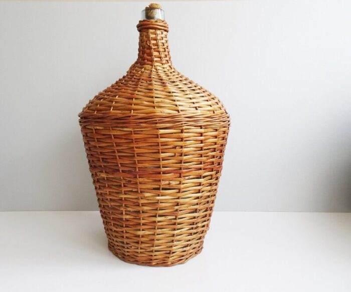 large vintage wicker basket glass balloon 1960s 7