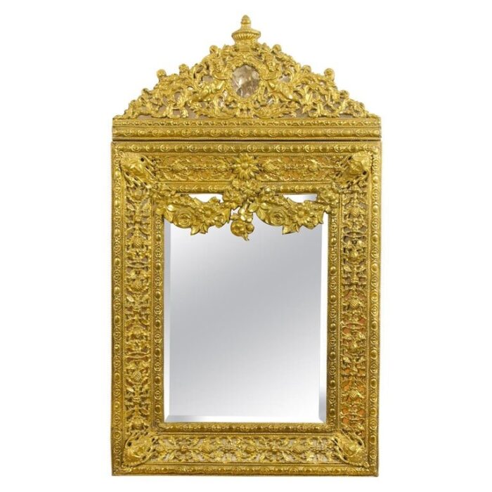 late 19th century dutch baroque brass mirror 1