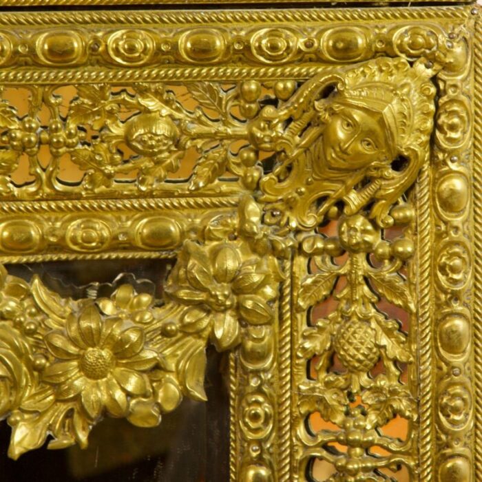 late 19th century dutch baroque brass mirror 2