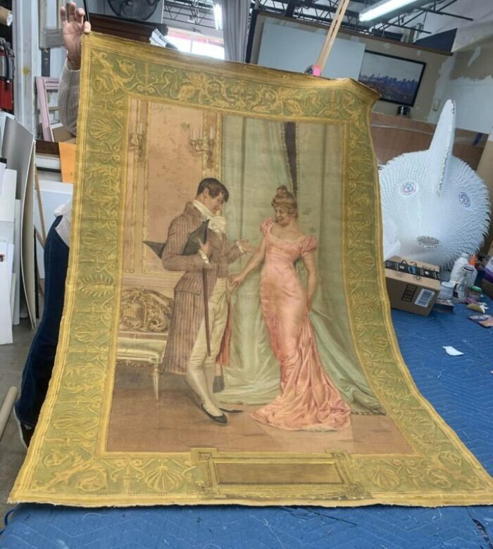 late 19th century la belle epoque painting on wool framed 8278