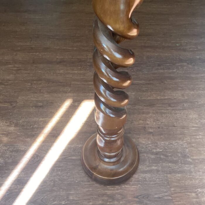 late 20th century carved plant stand wood swirl 2591