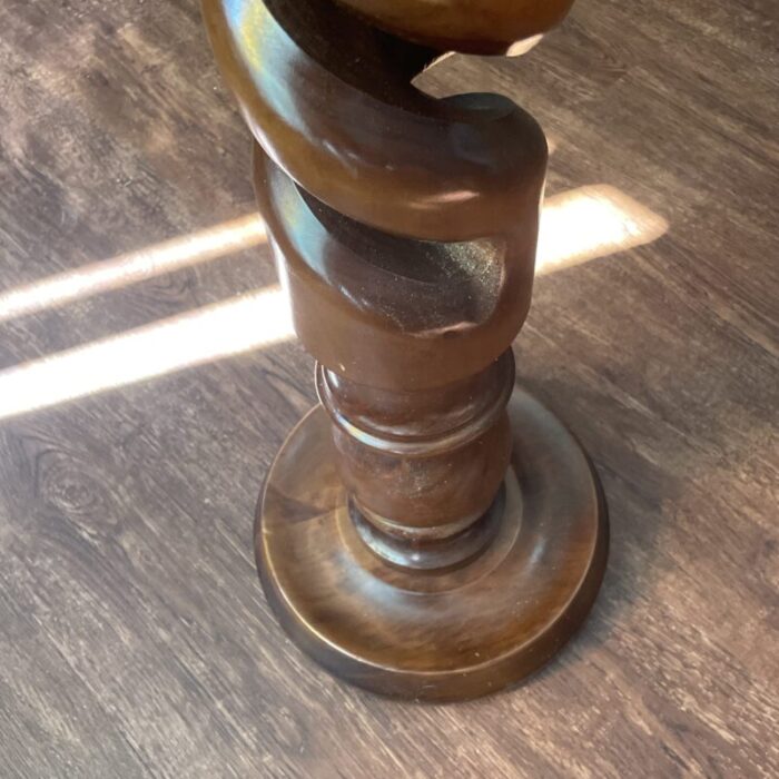 late 20th century carved plant stand wood swirl 4137