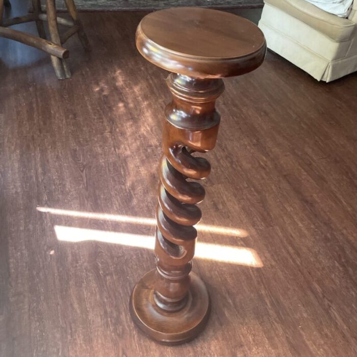 late 20th century carved plant stand wood swirl 8749