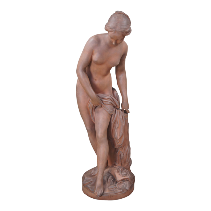 late 20th century etienne maurice falconet terracotta nude baigneuse bathing woman statue 31 9259