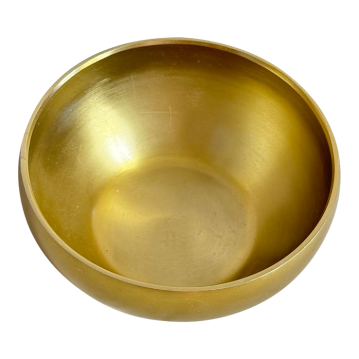 late 20th century pottery barn decrative gold tone metal bowl 5706