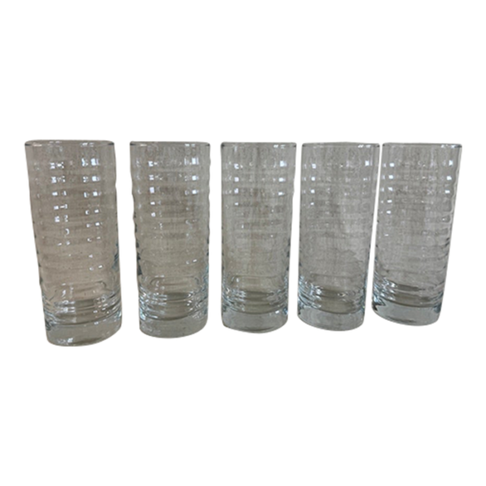 late 20th century ribbed drinking glasses set of 5 3373