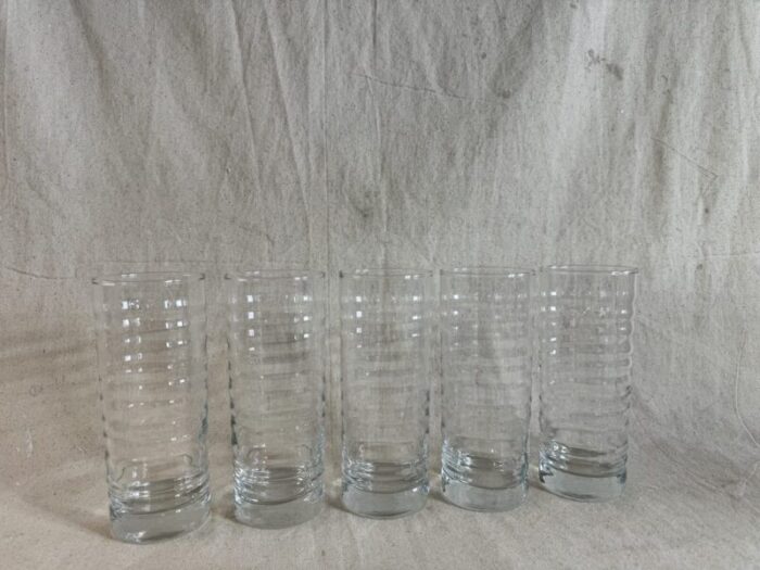 late 20th century ribbed drinking glasses set of 5 5599