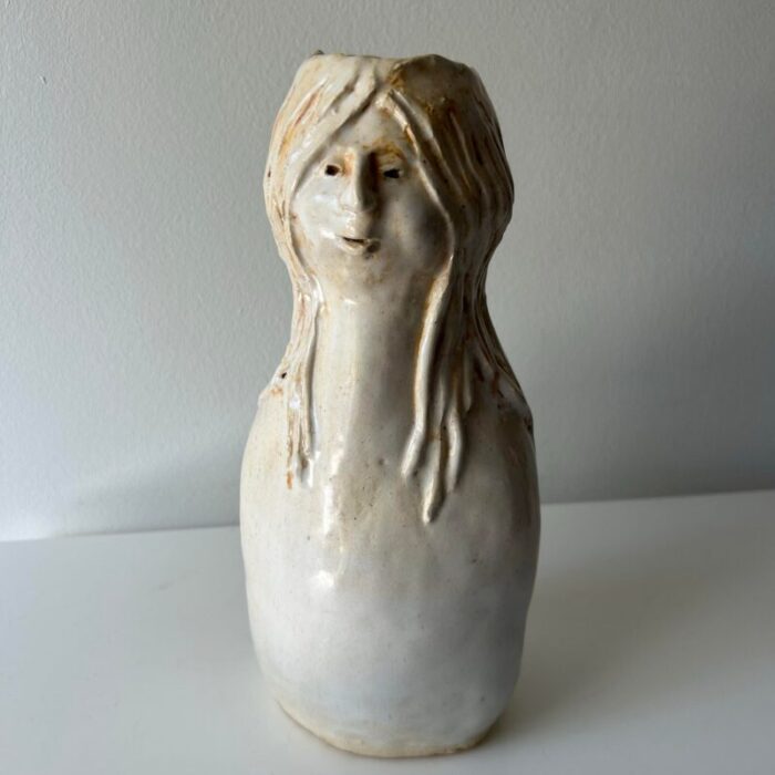 late 20th century vintage female figure sculptural studio pottery vase by thelma weeks 7997