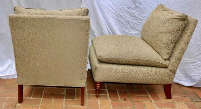 late 20th century vintage slipper chairs on brass casters a pair 4964