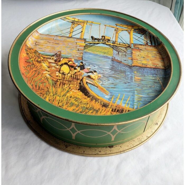 late 20th century vintage van gogh lithograph tin biscuit box 5567