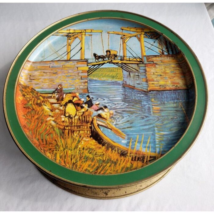 late 20th century vintage van gogh lithograph tin biscuit box 8649