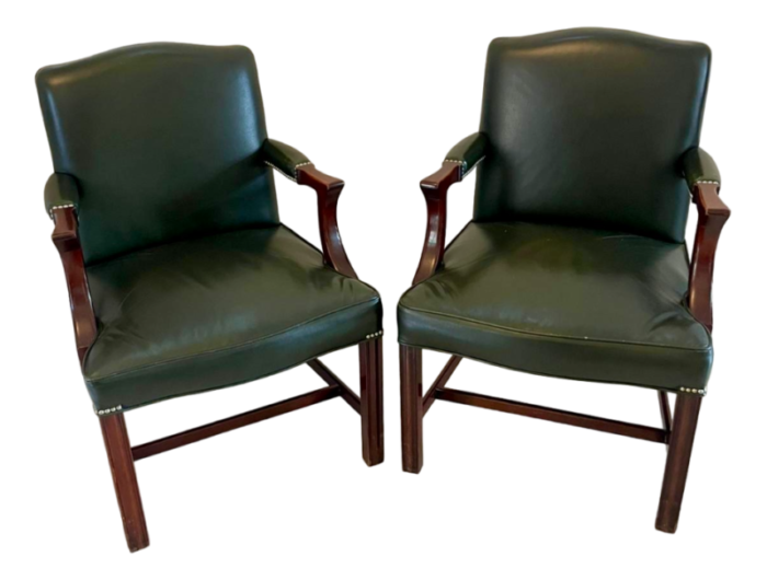 leather and mahogany desk chairs 1920s set of 2 5450