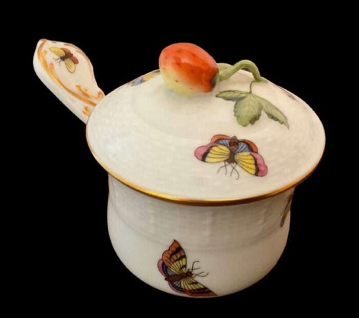 lidded handled coffee pot painted with birds from herend rothschild 2