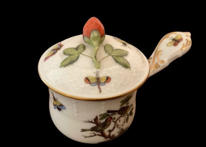 lidded handled coffee pot painted with birds from herend rothschild 6