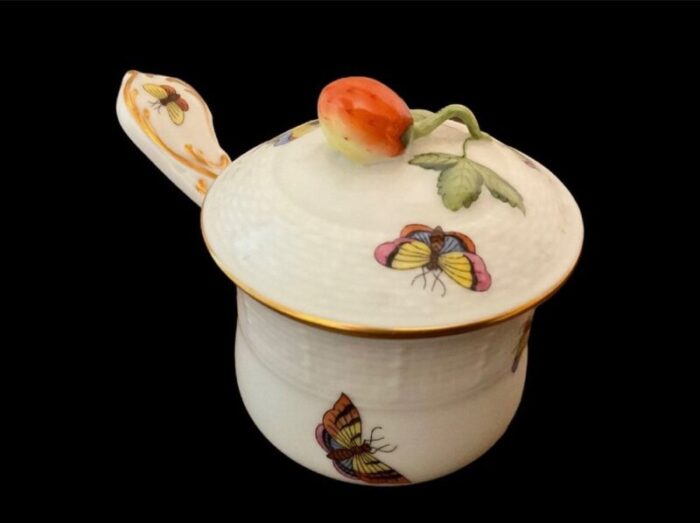 lidded handled coffee pot painted with birds from herend rothschild 8