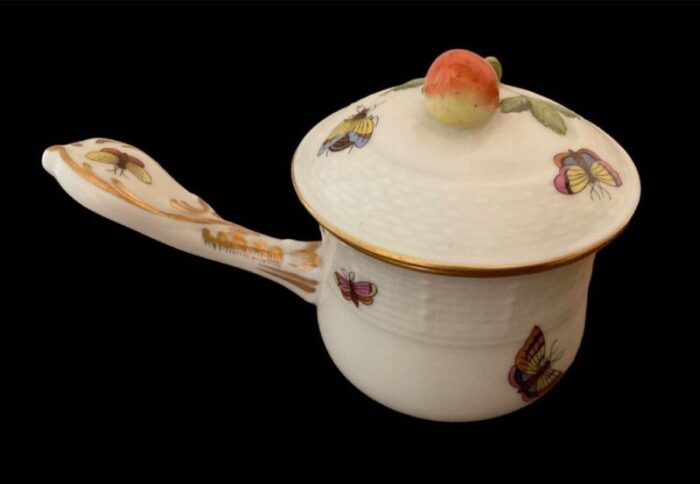 lidded handled coffee pot painted with birds from herend rothschild 9