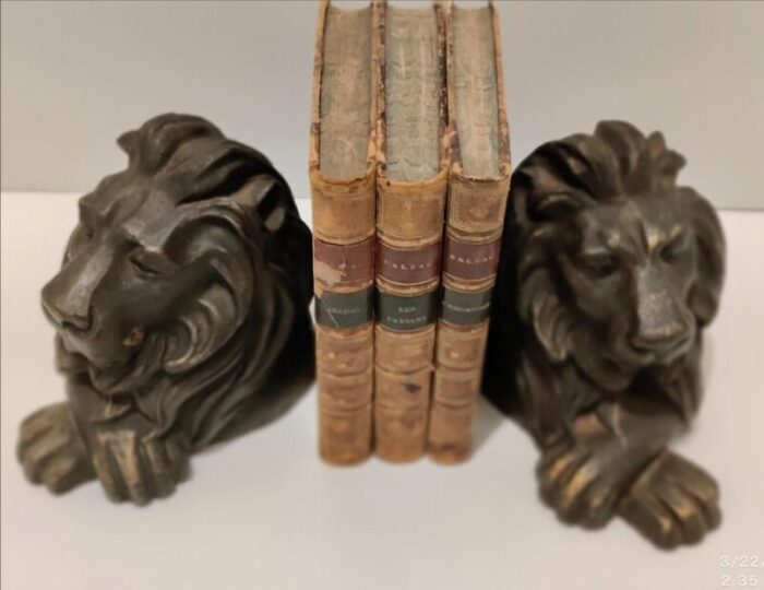 lion head sculpture bookends a pair 0361