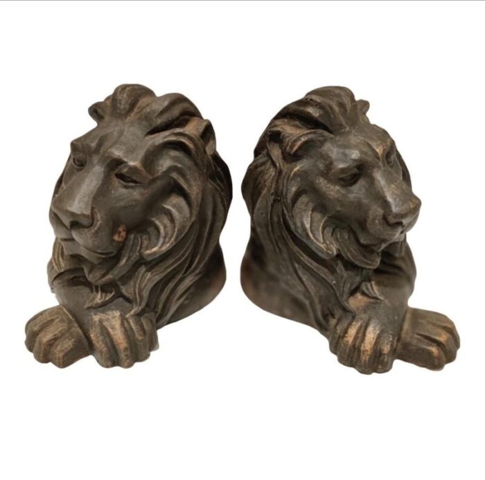 lion head sculpture bookends a pair 1815