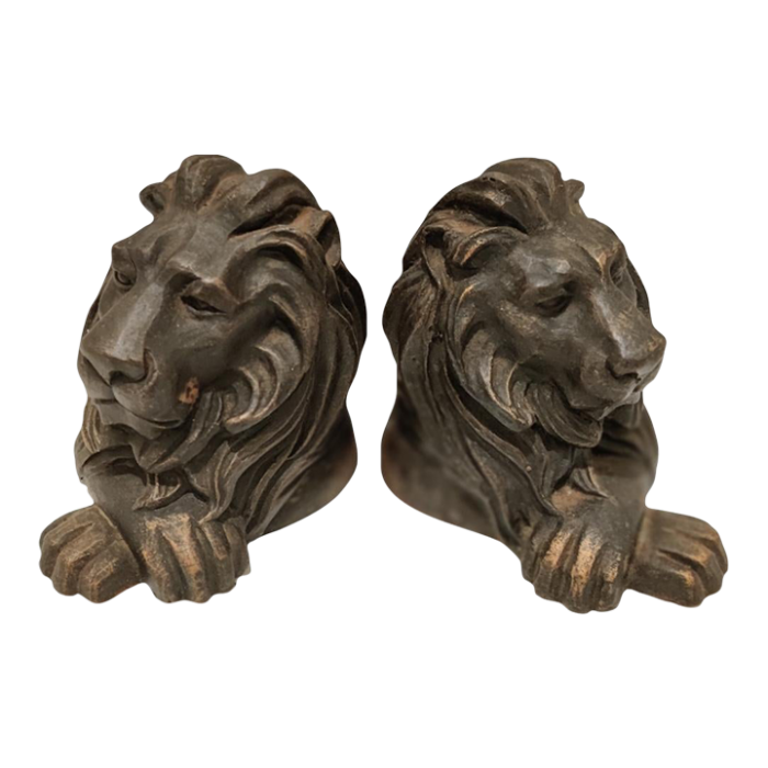 lion head sculpture bookends a pair 5187