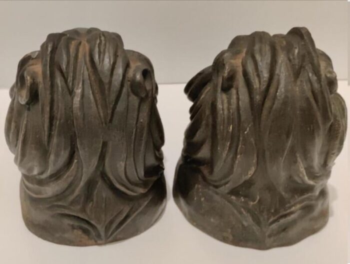 lion head sculpture bookends a pair 7455