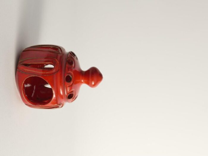 lobster red handmade ceramic candle lamp by barbro sundelin for basun keramik 9683