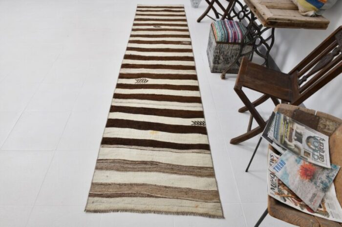 long brown and beige kilim runner rug 1962 11